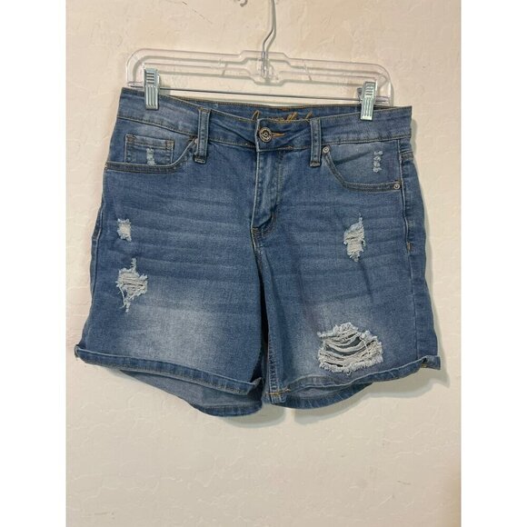Copperflash Sz 6 Jean Shorts Medium Wash Destroyed Denim - Picture 2 of 8